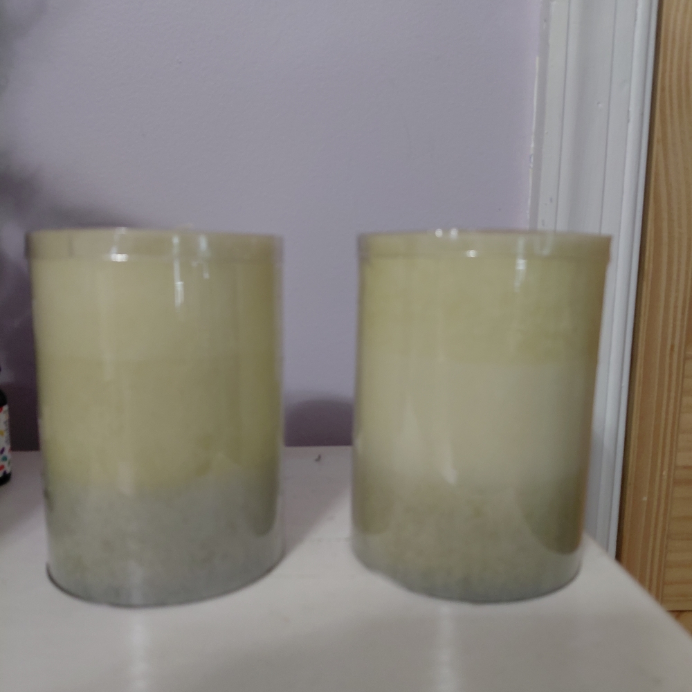 Beach Linen Candles Pillar 4" Set of 2 NTW